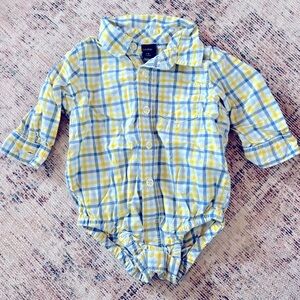 GAP Yellow and Blue Button Down Shirt